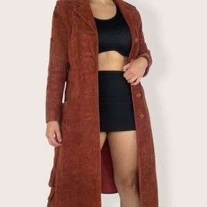 Suede trench coat